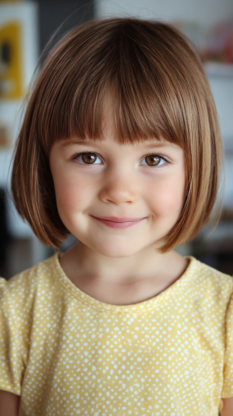 Charmanter, kinnlanger klassischer Bob mit abgerundetem Pony