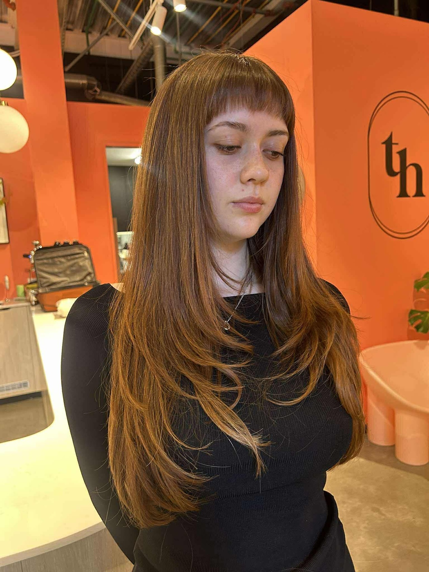 Chestnut Shine with Precision-Cut Baby Bangs