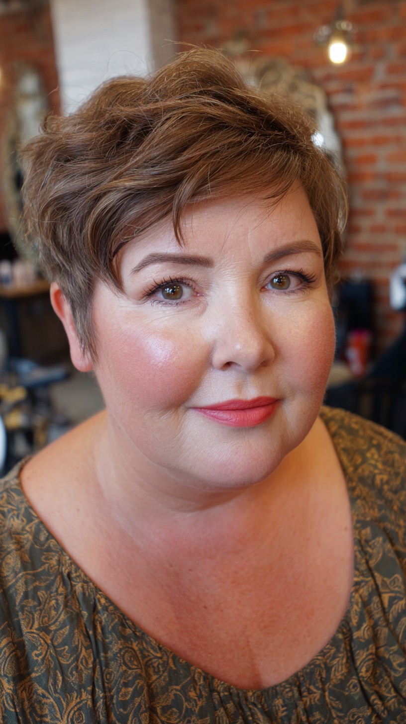 Chic Short Textured Pixie for Fuller Faces