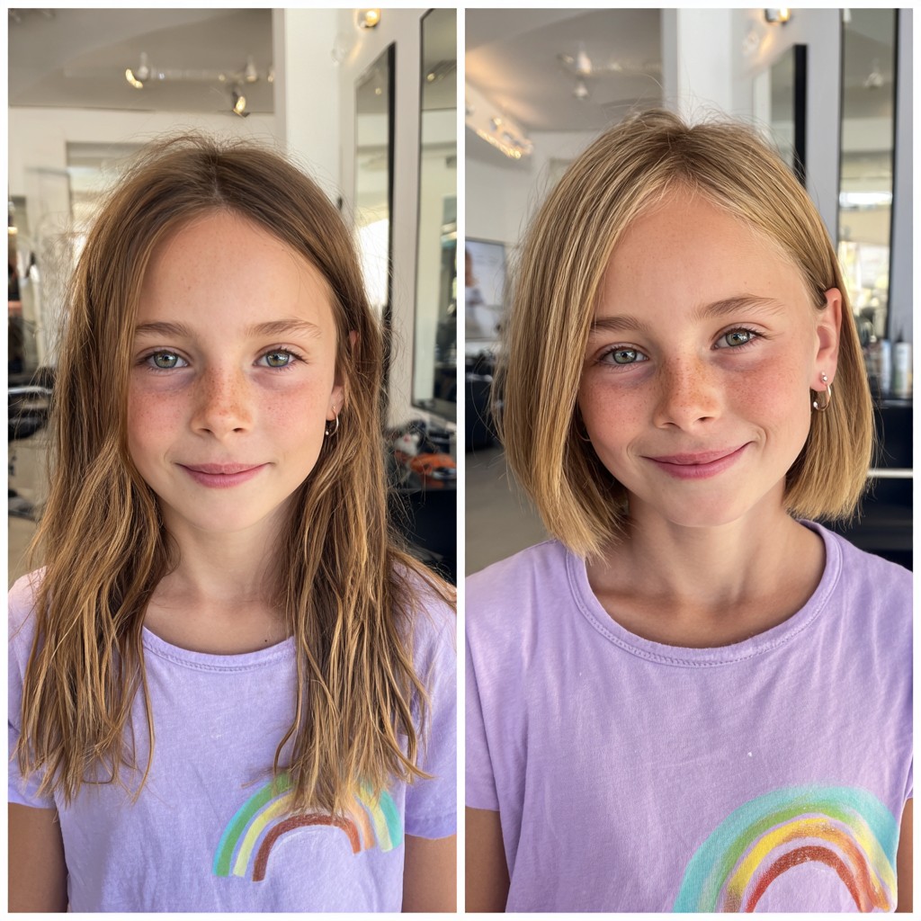 Chic Shoulder-Length Bob with Textured Ends for Girls