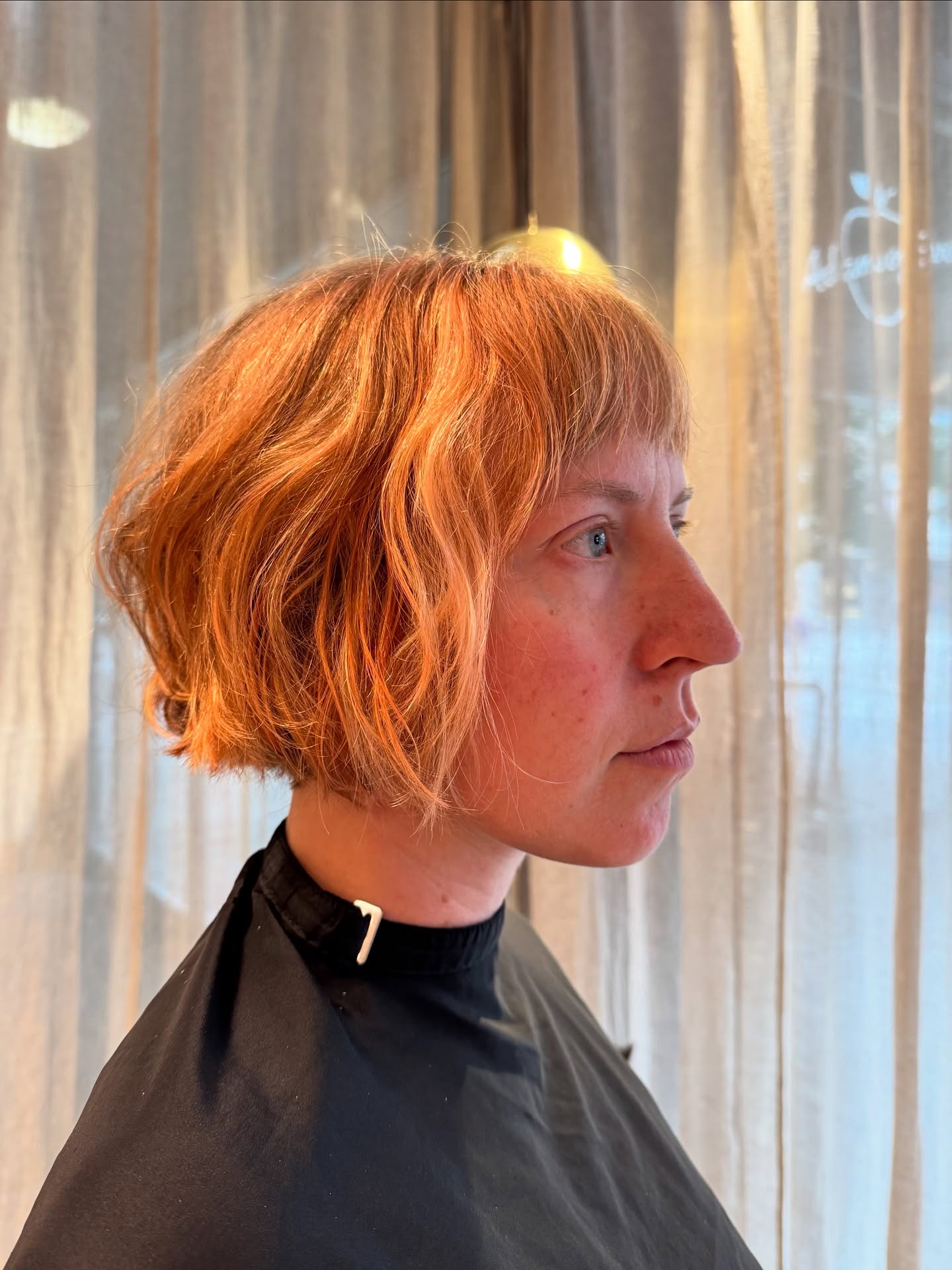 Copper-Toned Tousled Bob with Fringe