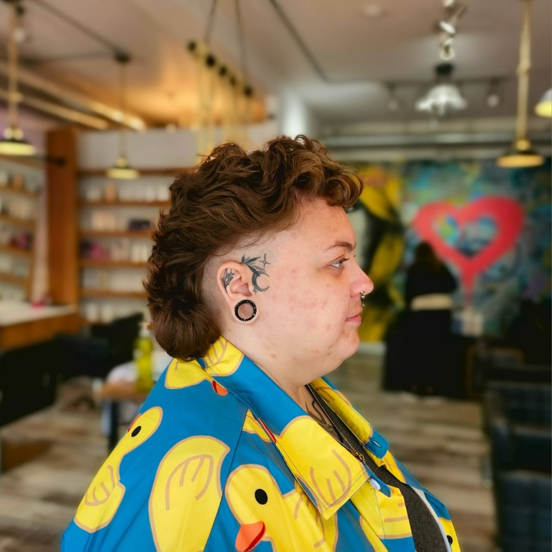 Curly Tapered Pixie with Side-Shaved Art