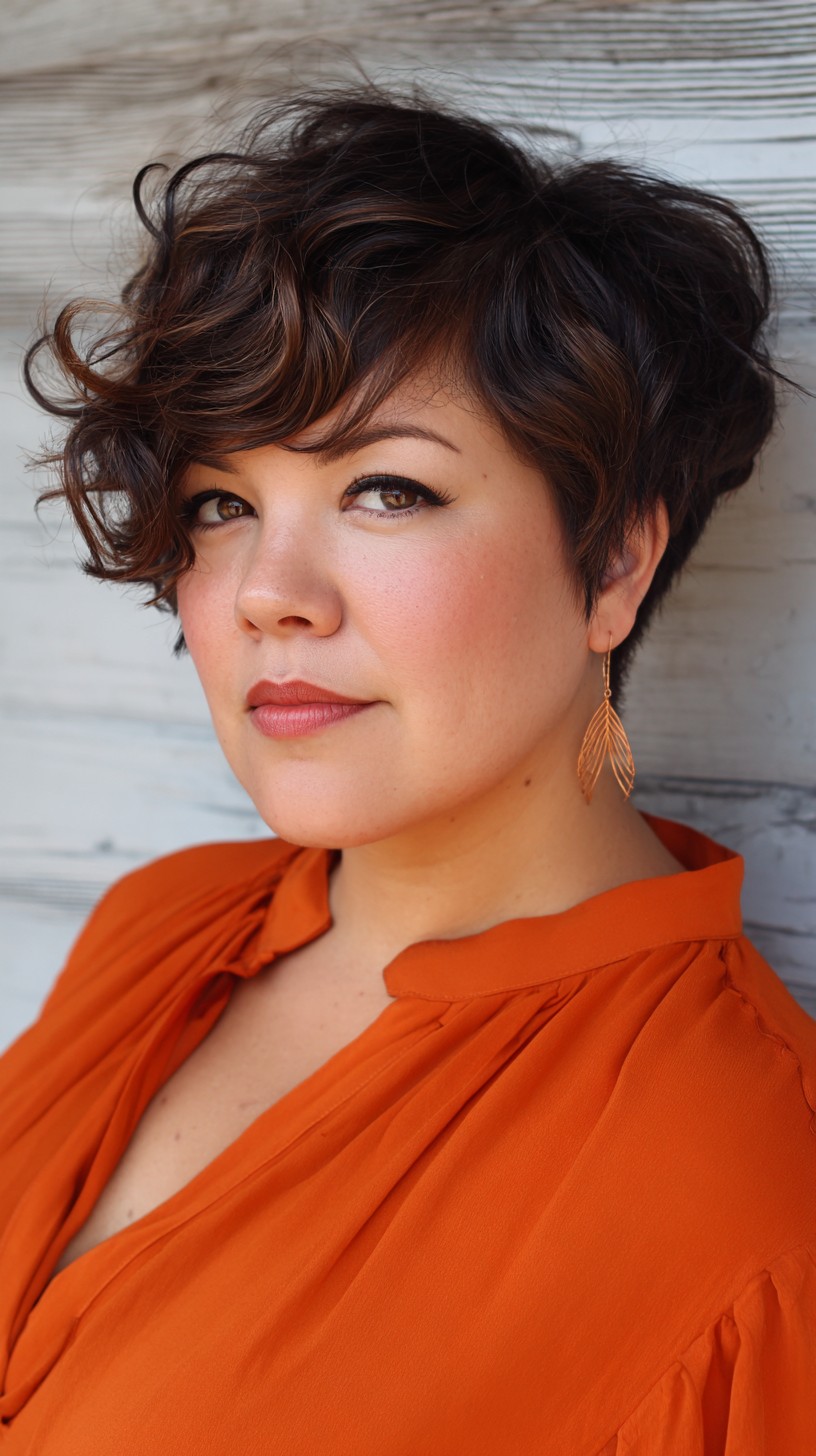 Dynamic Espresso Curled Bob with Voluminous Texture