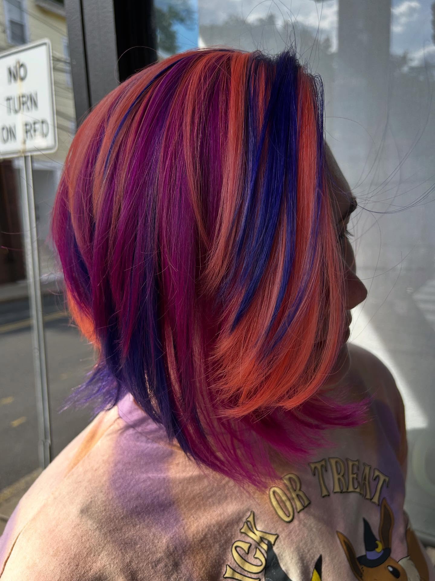 Electric Sunset Bob with Hidden Blue Highlights