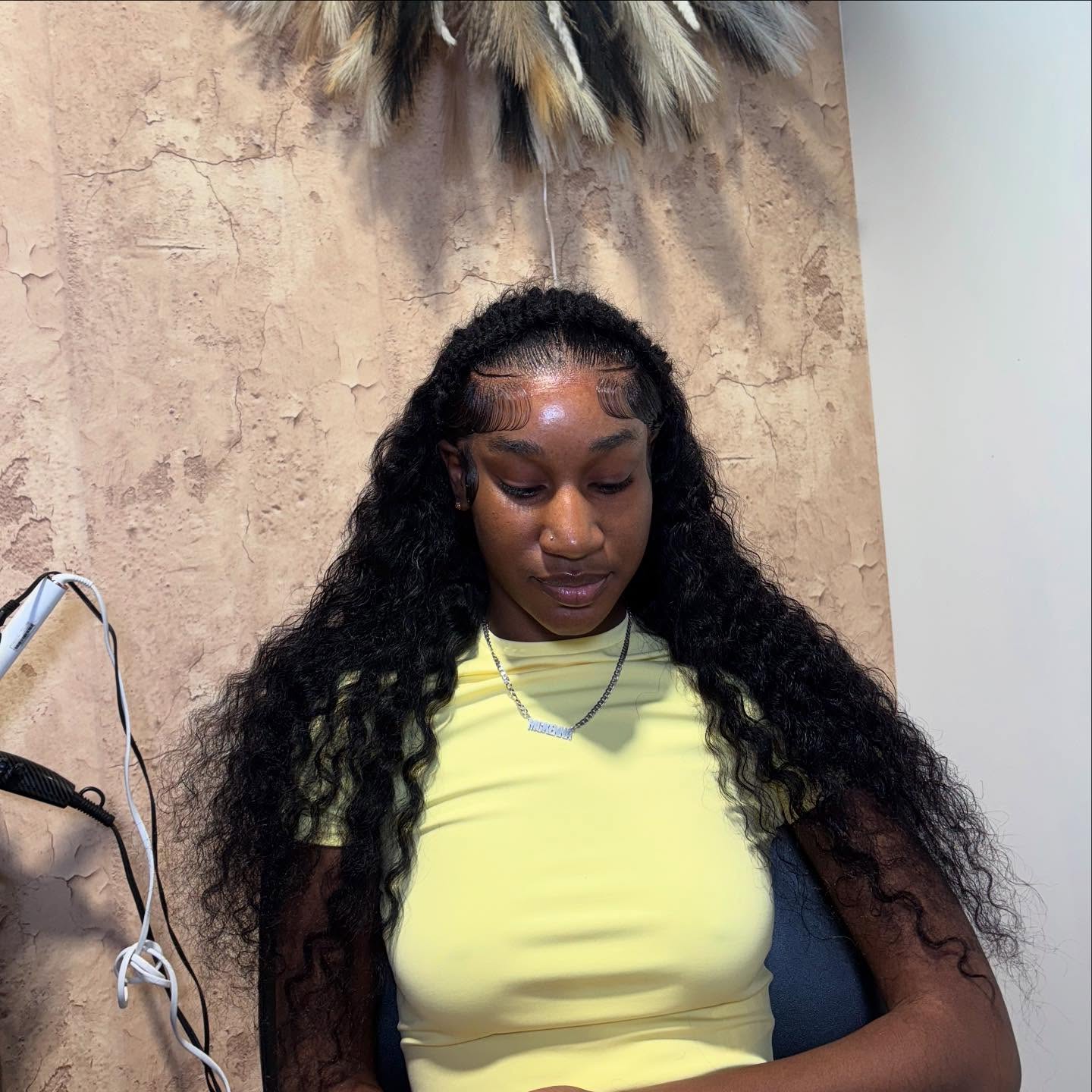 Elegant Cascading Curls with Frontal Accents