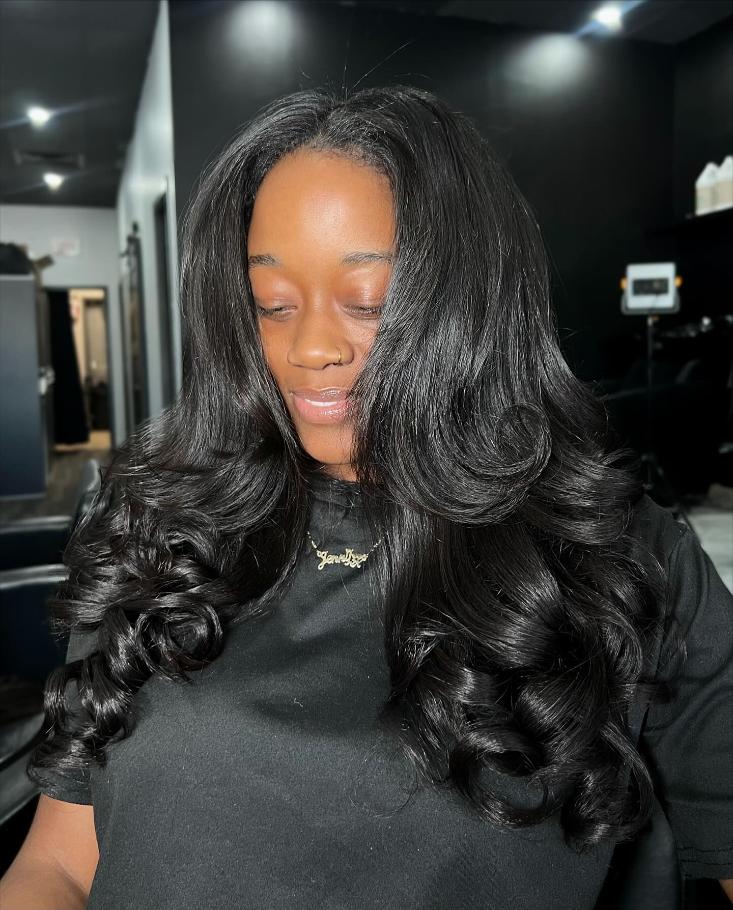 Glamorous Ebony Waves with Lustrous Finish