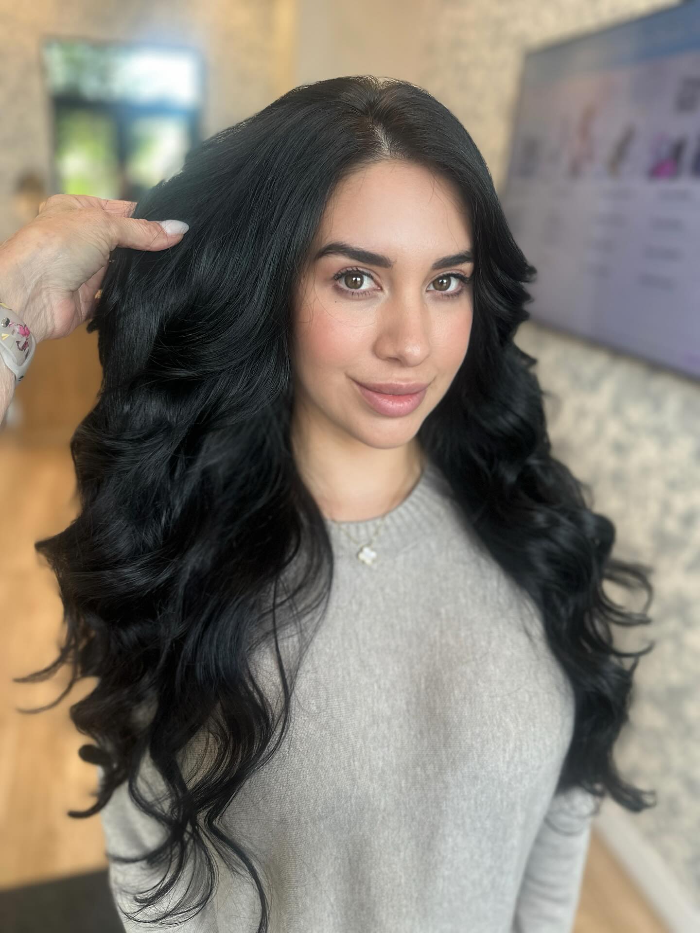 Gleaming Black Curls with Natural Volume