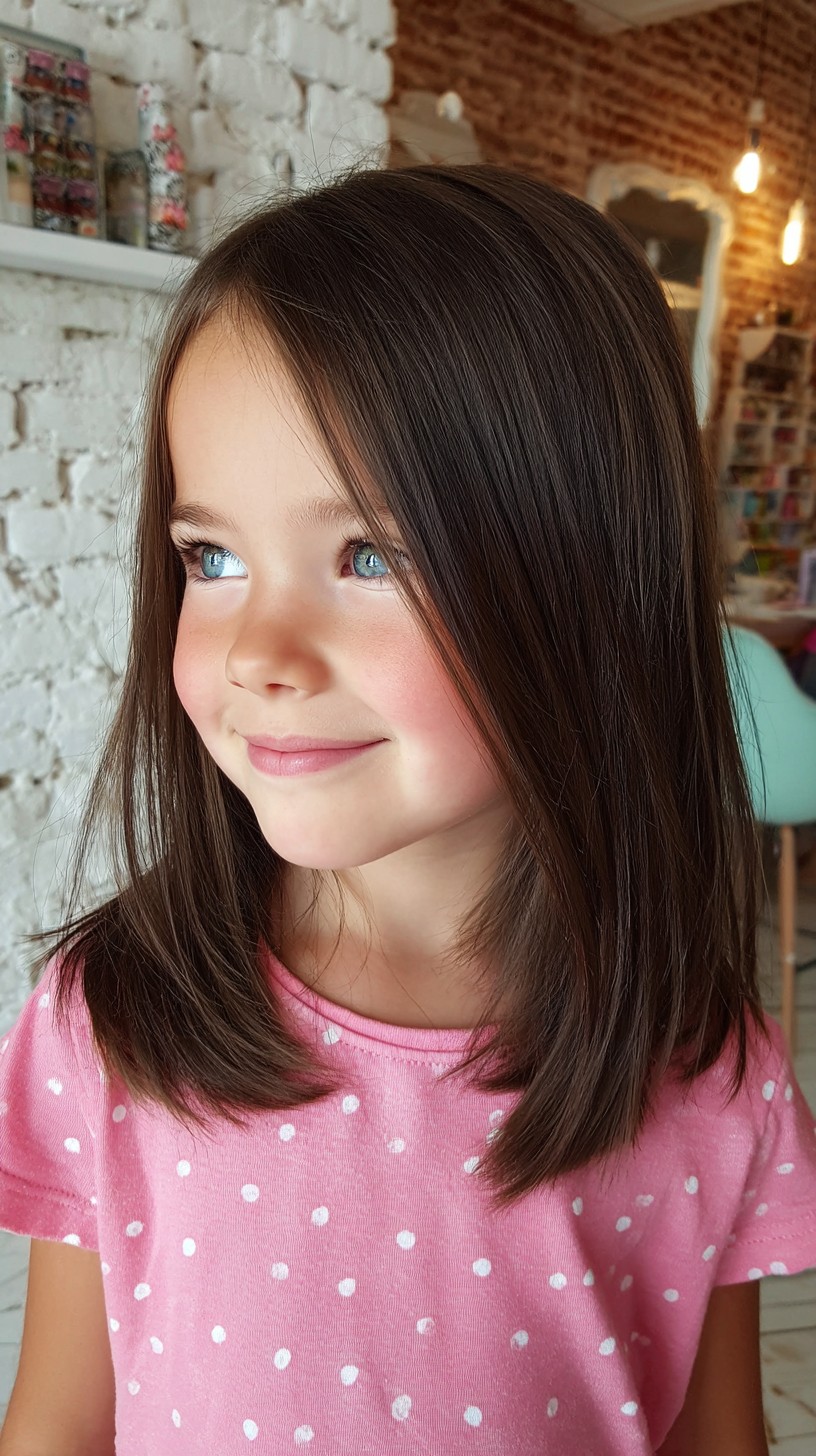 Glänzender, kastanienbrauner Mittellanger Schnitt mit sanften Stufen