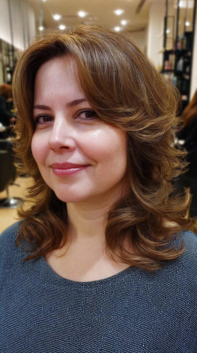 Glossy Chestnut Waves with Gentle Contours