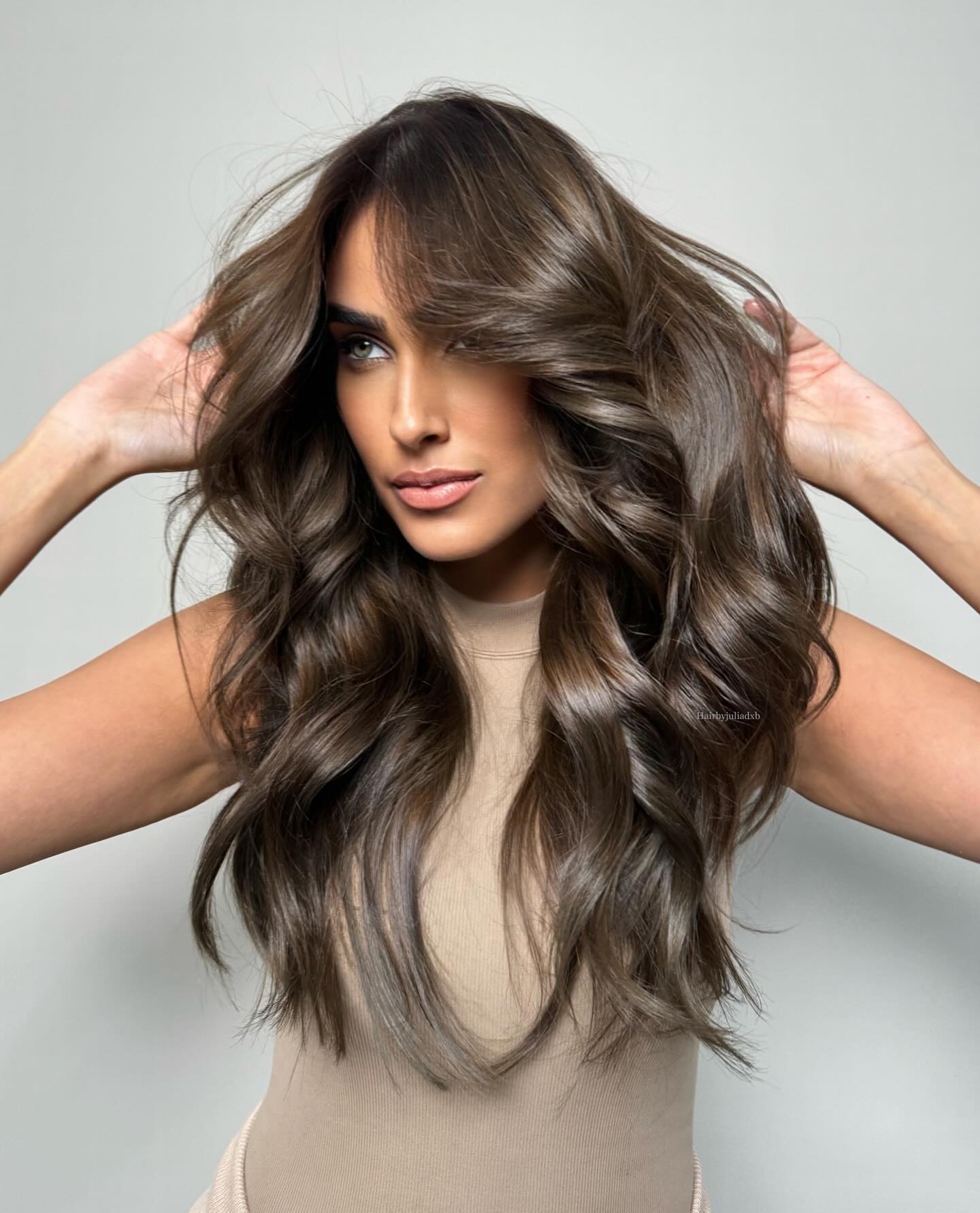 Luxurious Dark Ash Brown With Gentle Marble Highlights