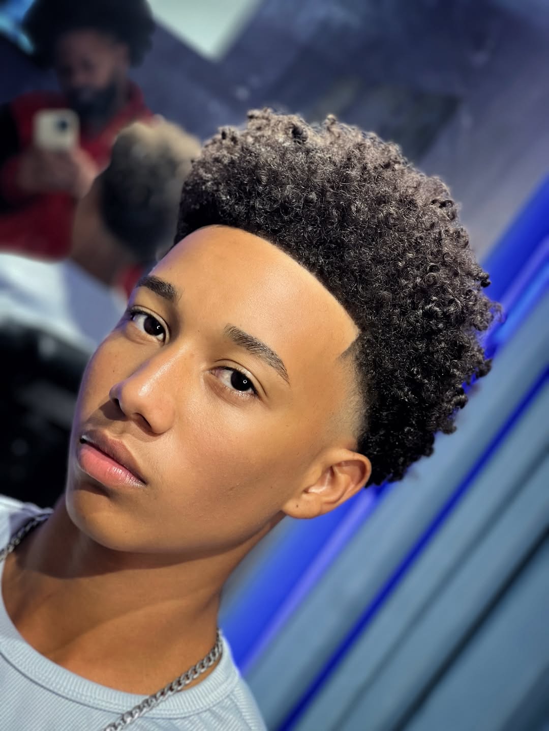 Natural Curly High-Top with Precision Fade