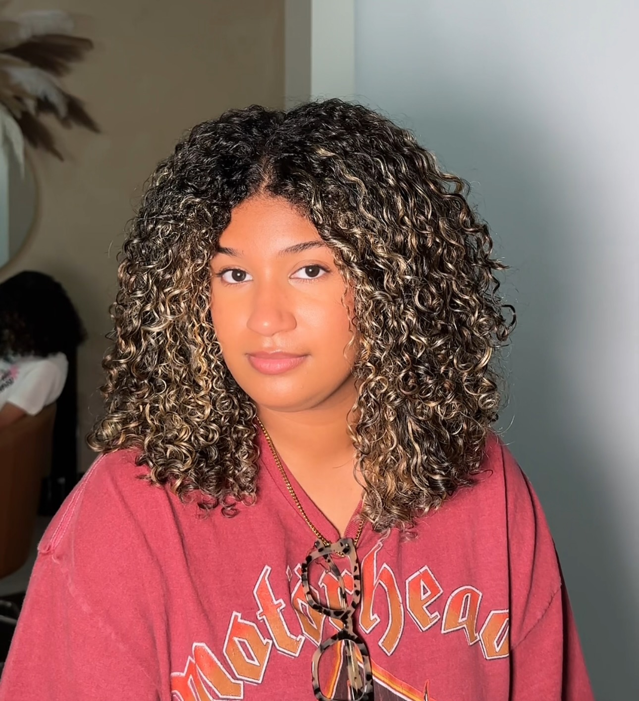 Natural Golden Highlights on Textured Curls