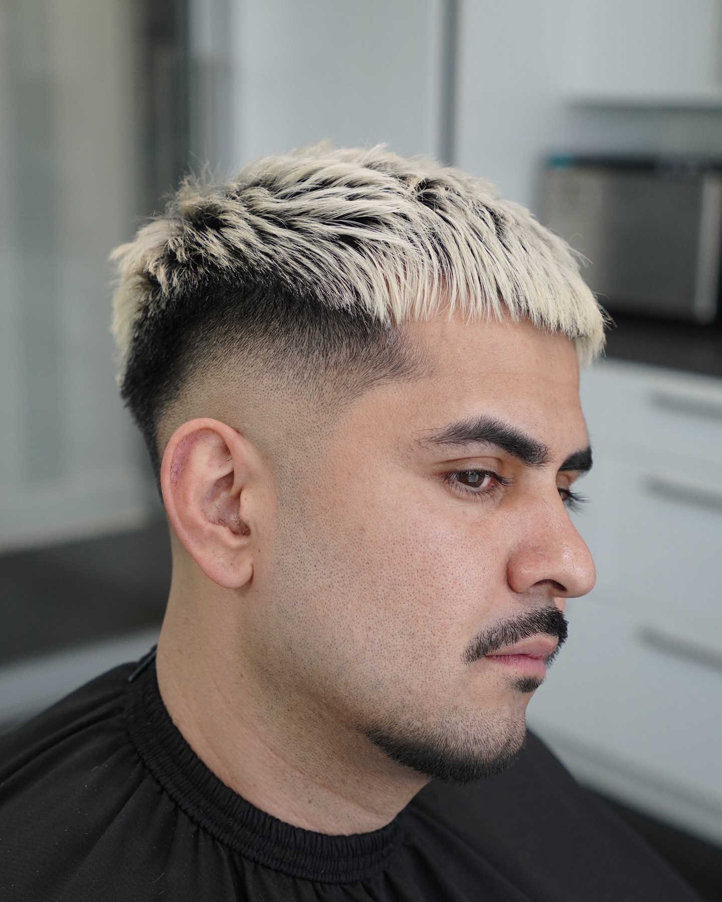 Platinum-Blonde Textured Crop with Tapered Fade