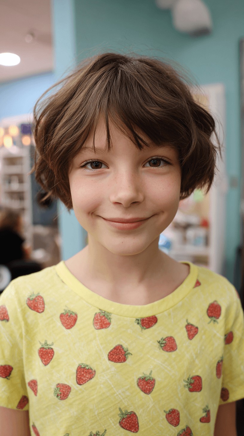 Playful Brunette Wavy Bob with Natural Texture