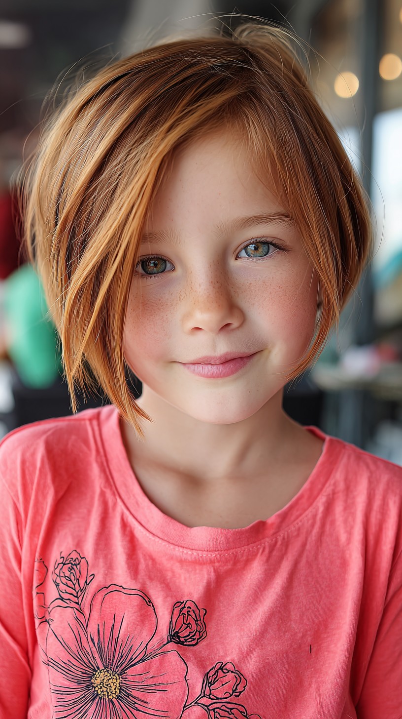 Verspielter kupferfarbener Bob mit strukturierten Spitzen