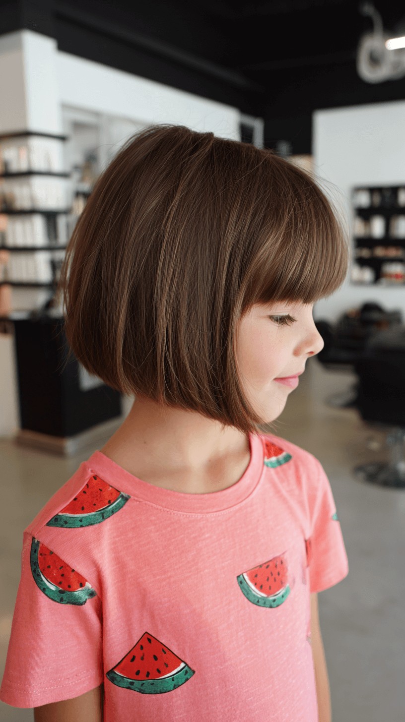 Sleek Chestnut Bob with Precise Fringe