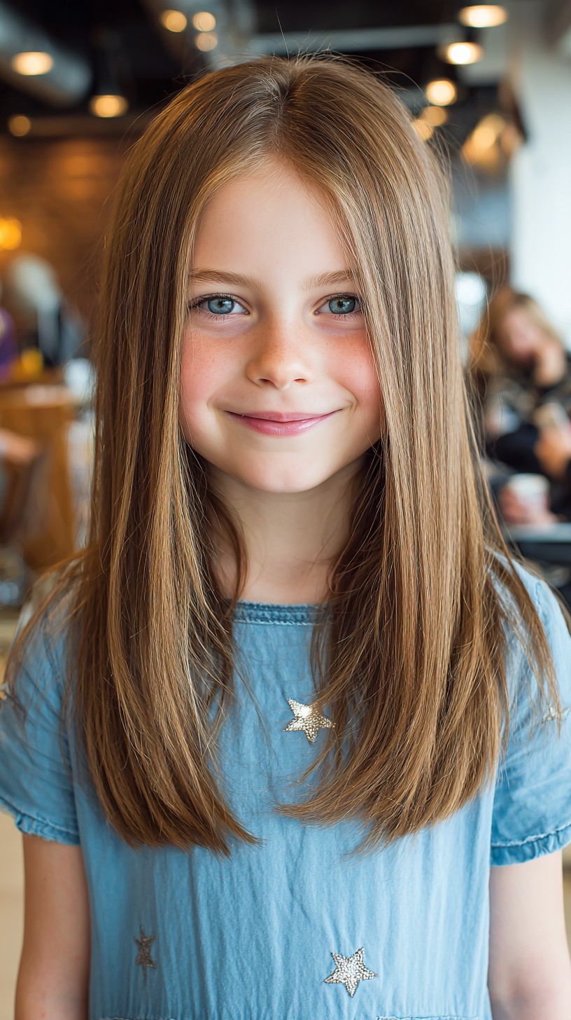 Eleganter, langer Stufenschnitt für junge Mädchen