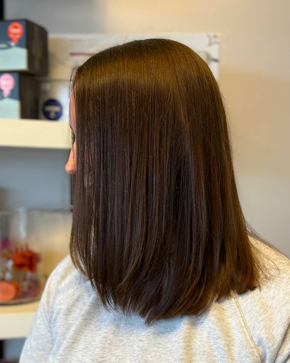 Sleek Mid-Length Blunt Cut with Subtle Face Framing