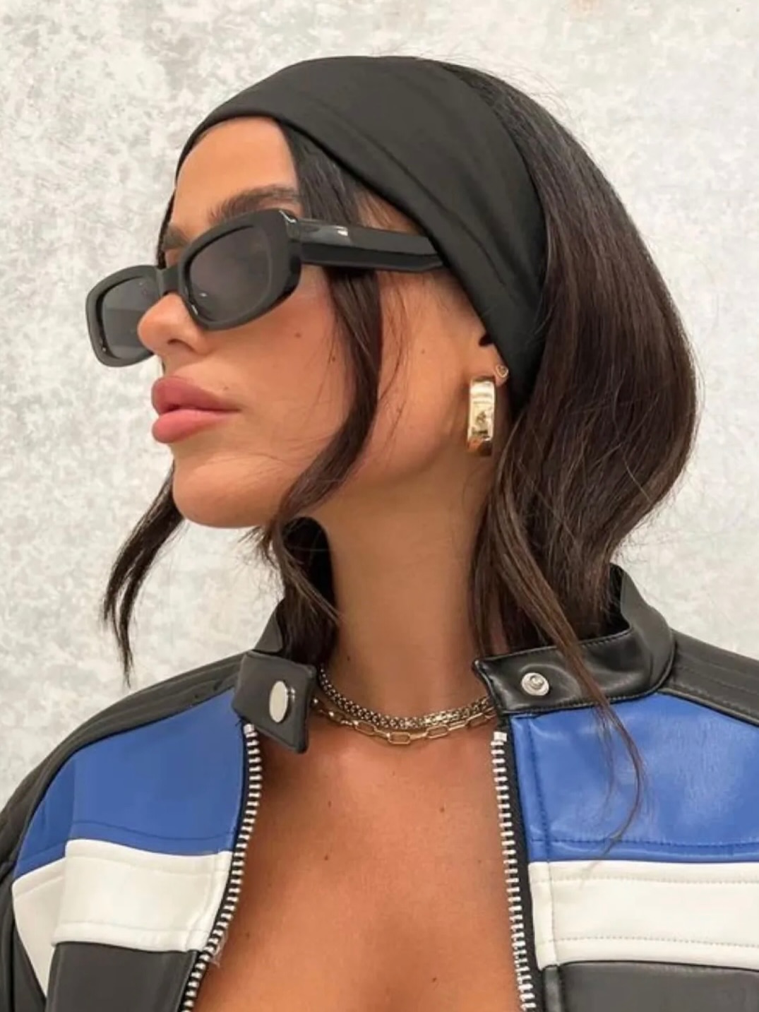 Sleek Mid-Length Brunette with Silk Hairband