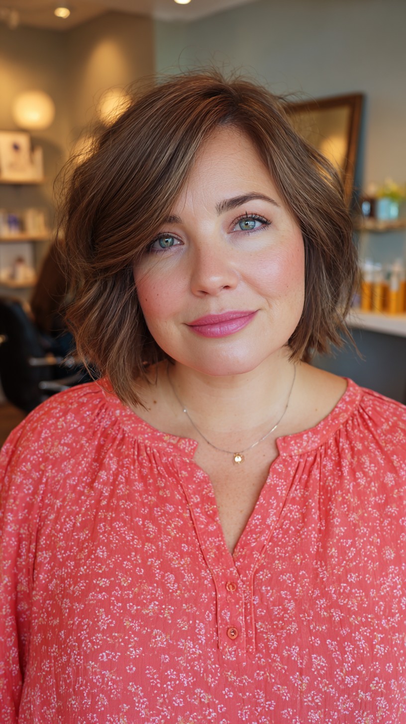 Soft Caramel Waves with Side-Swept Bangs