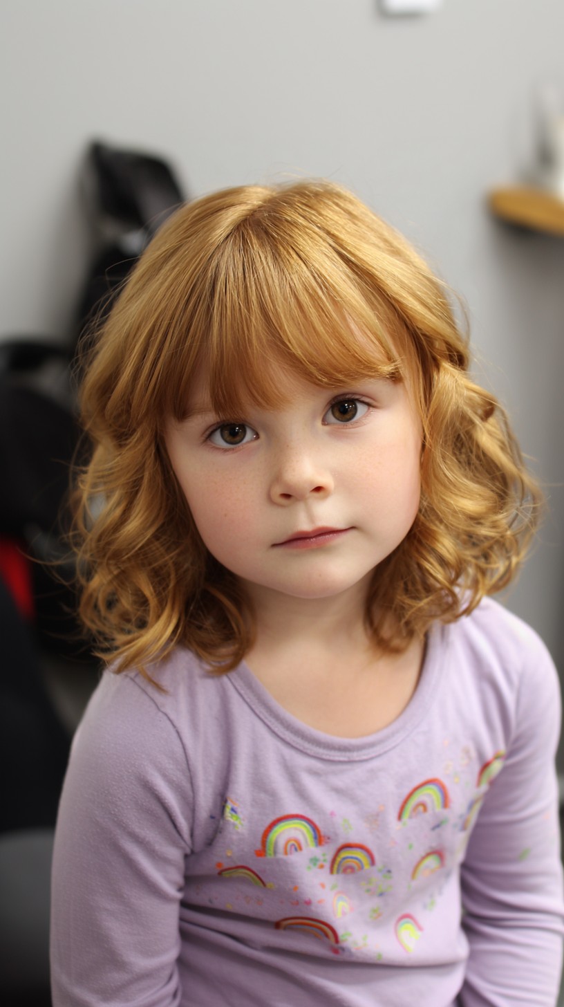 Weiche, goldene Lockenkaskade für junge Mädchen