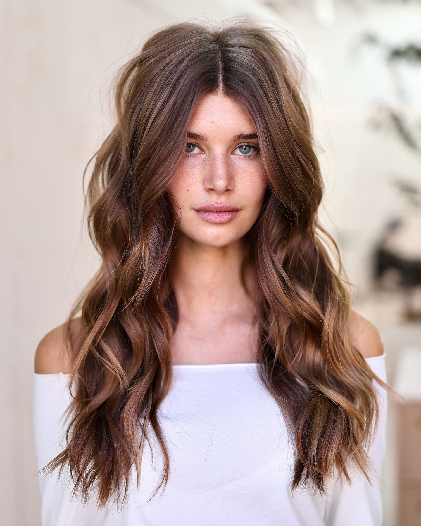 Subtle Chestnut Balayage with Gentle Waves
