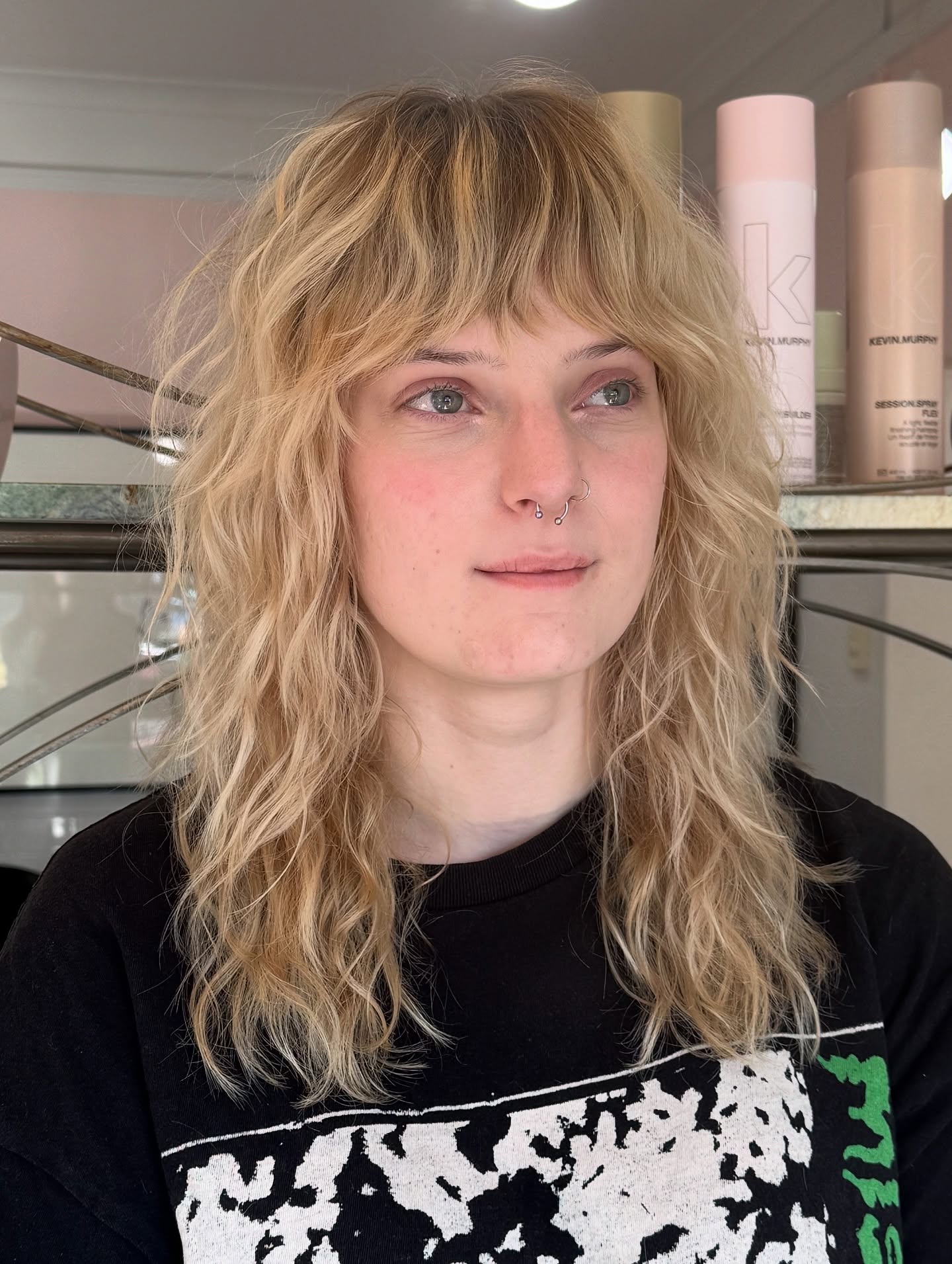 Sun-Kissed Textured Waves with Feathered Bangs