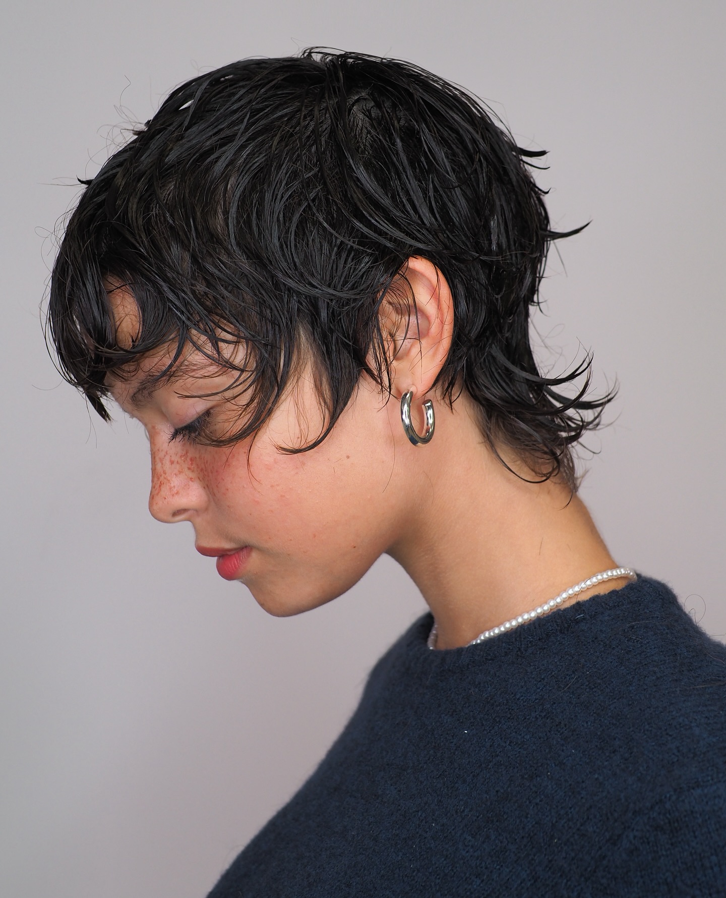 Textured Wet-Look Choppy Pixie