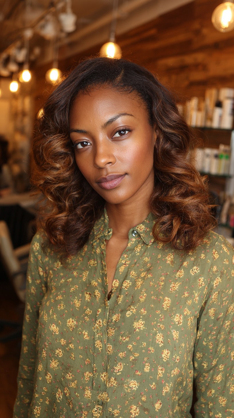 Warm Brunette Waves with Caramel Highlights