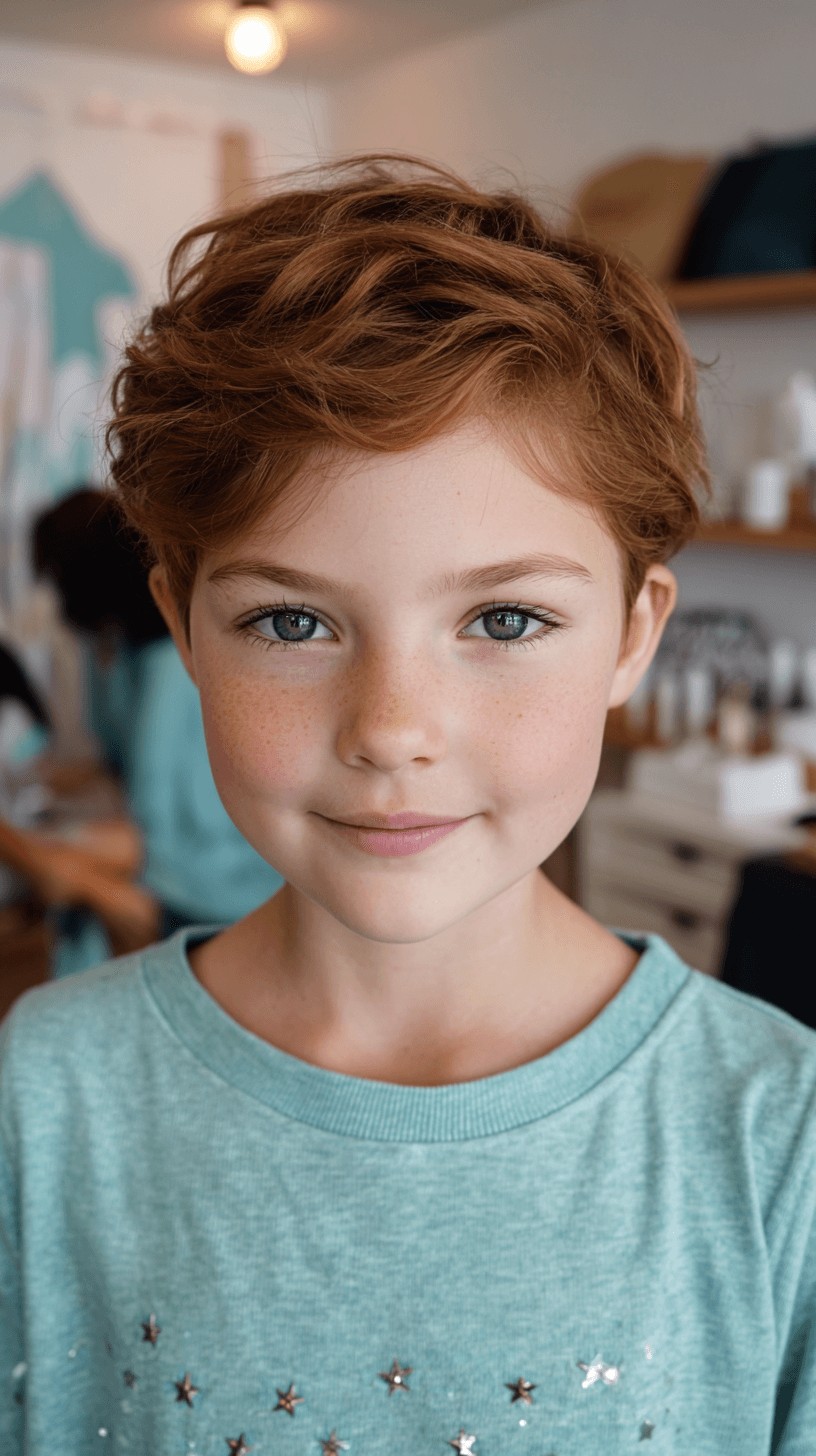 Whimsical Auburn Tousled Pixie for Young Girls