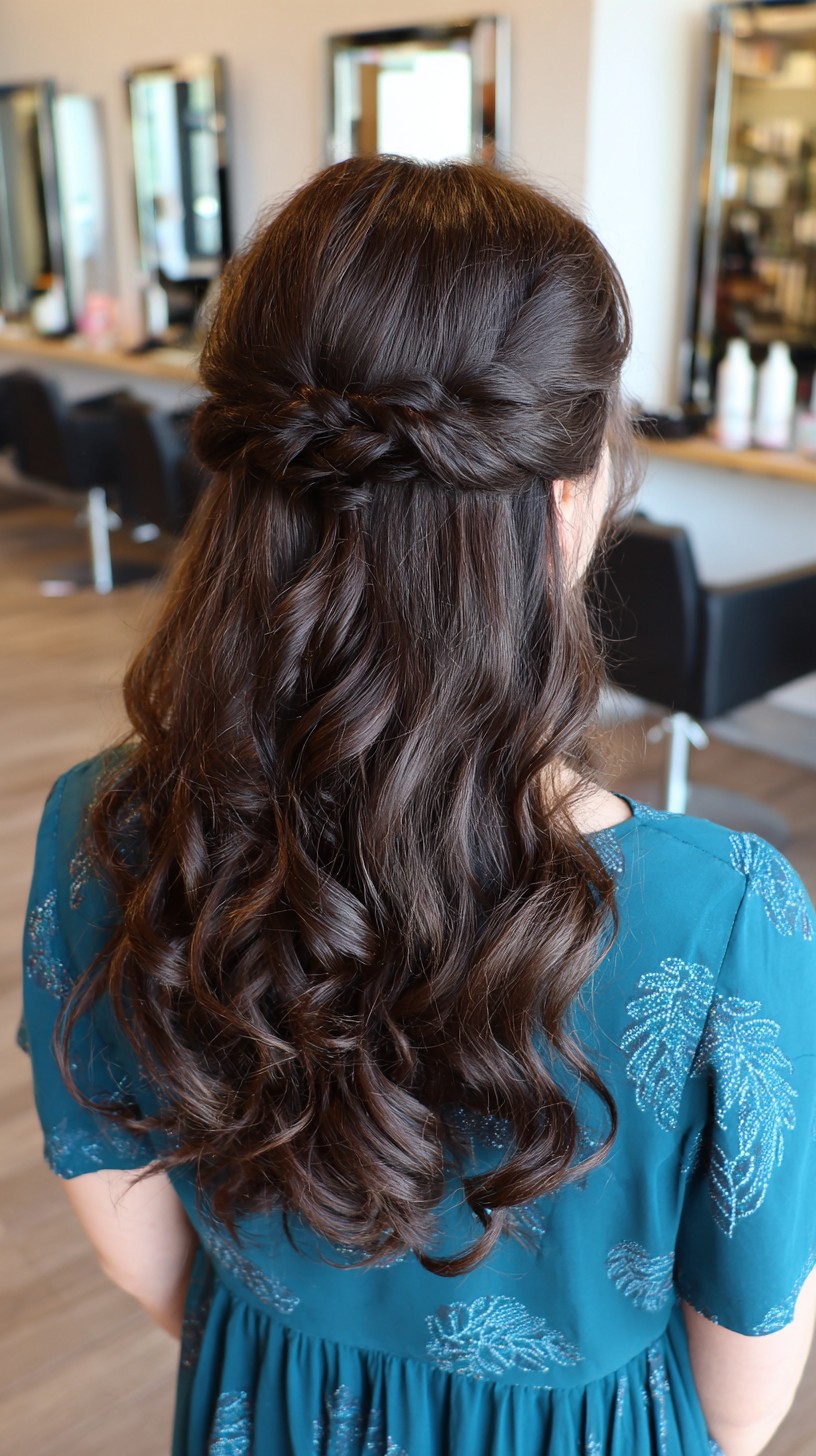 Bohemischer Zopfkranz mit fließenden Locken