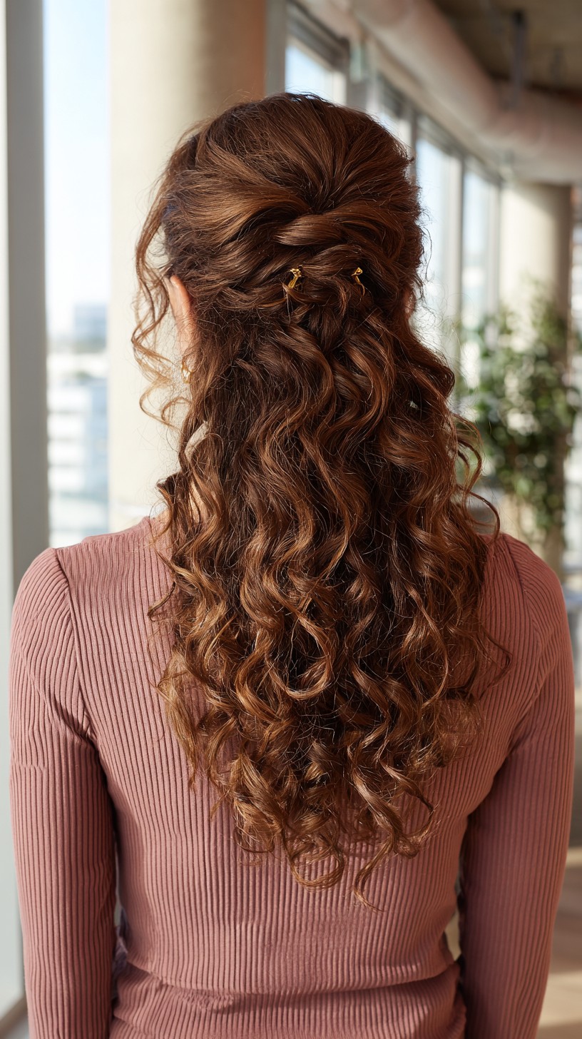 Kaskadenartige Locken mit goldenen Highlights