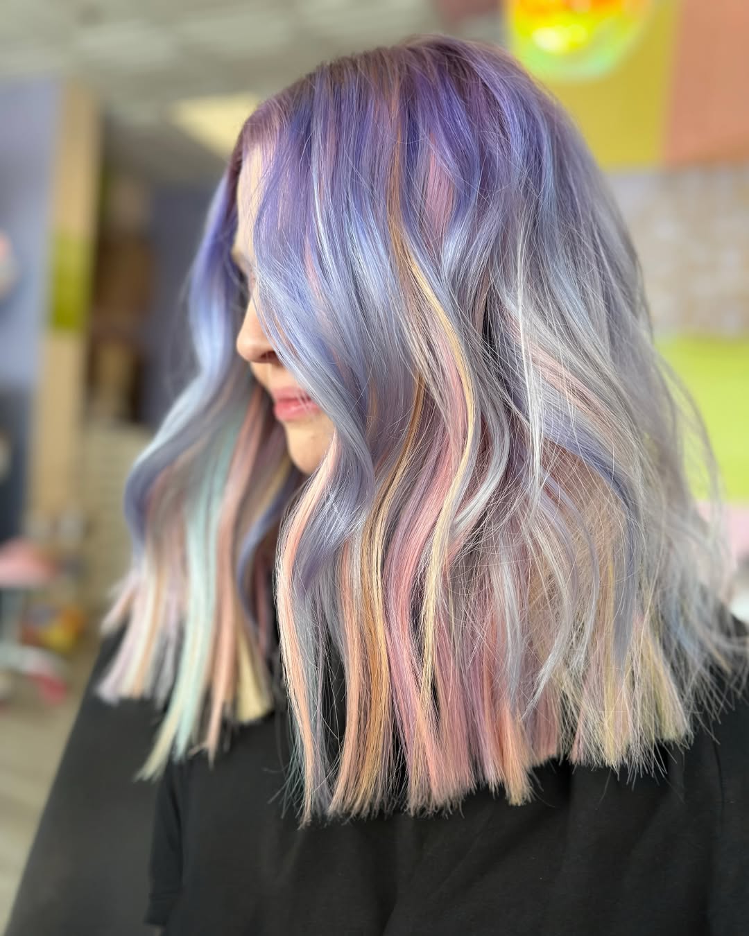 Cascading Pastel Waves with Lavender Highlights