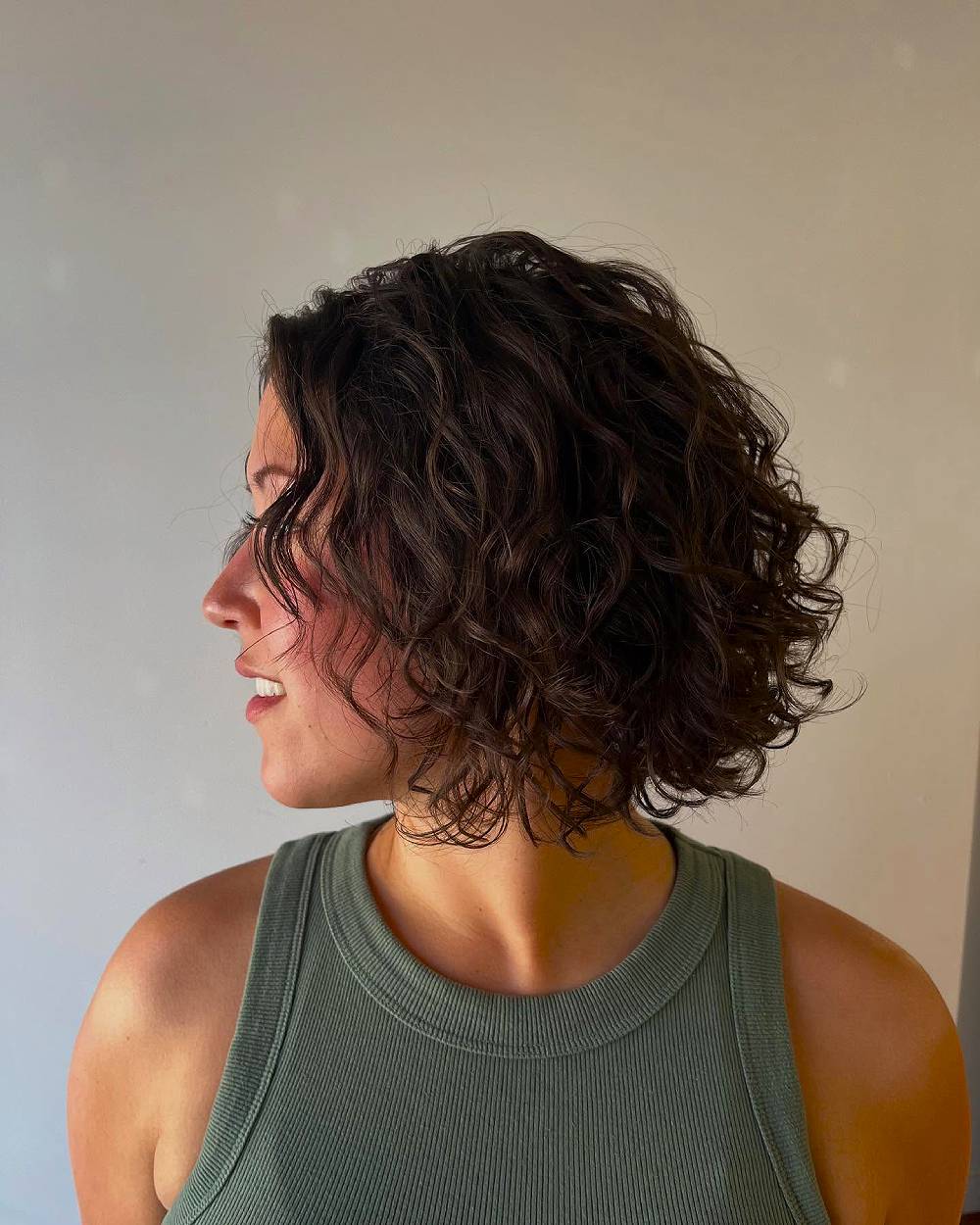 Chic Layered Curly Lob with Soft Bounce