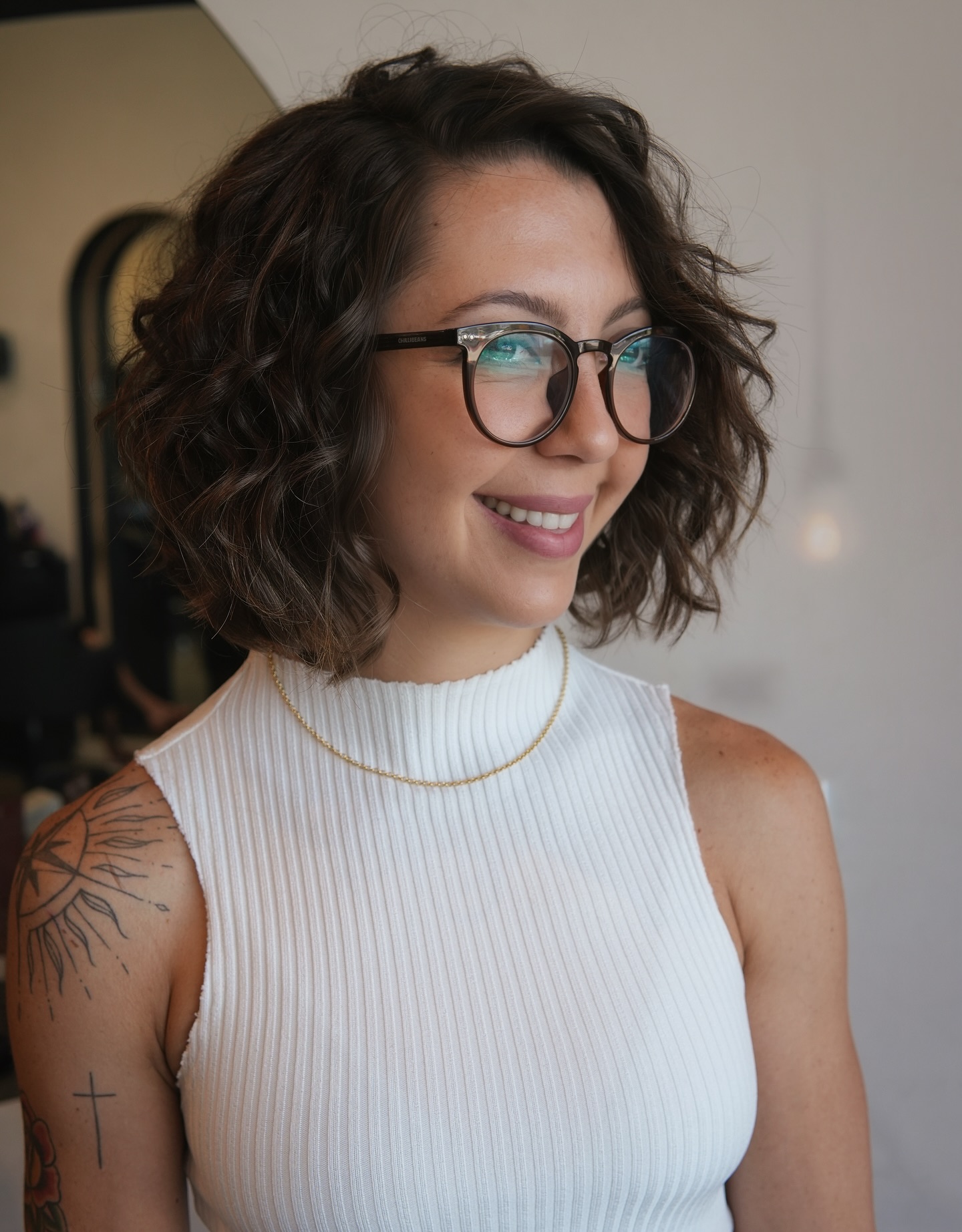 Chic Soft Curls with Tapered Nape