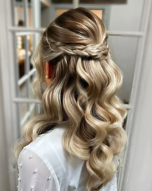 Classic Braided Crown with Luxurious Waves
