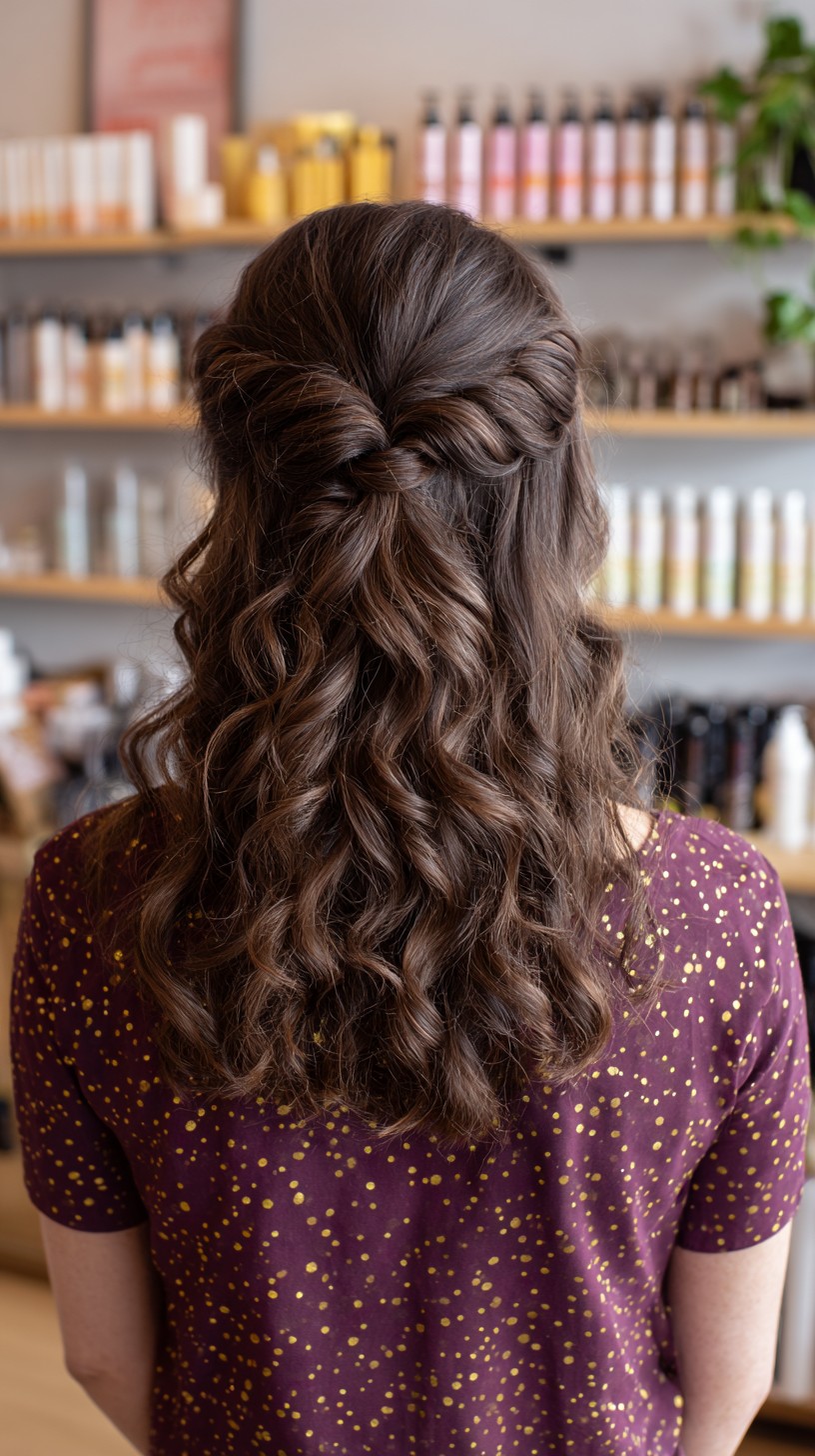 Eleganter, gedrehter Knoten mit herabfallenden Locken