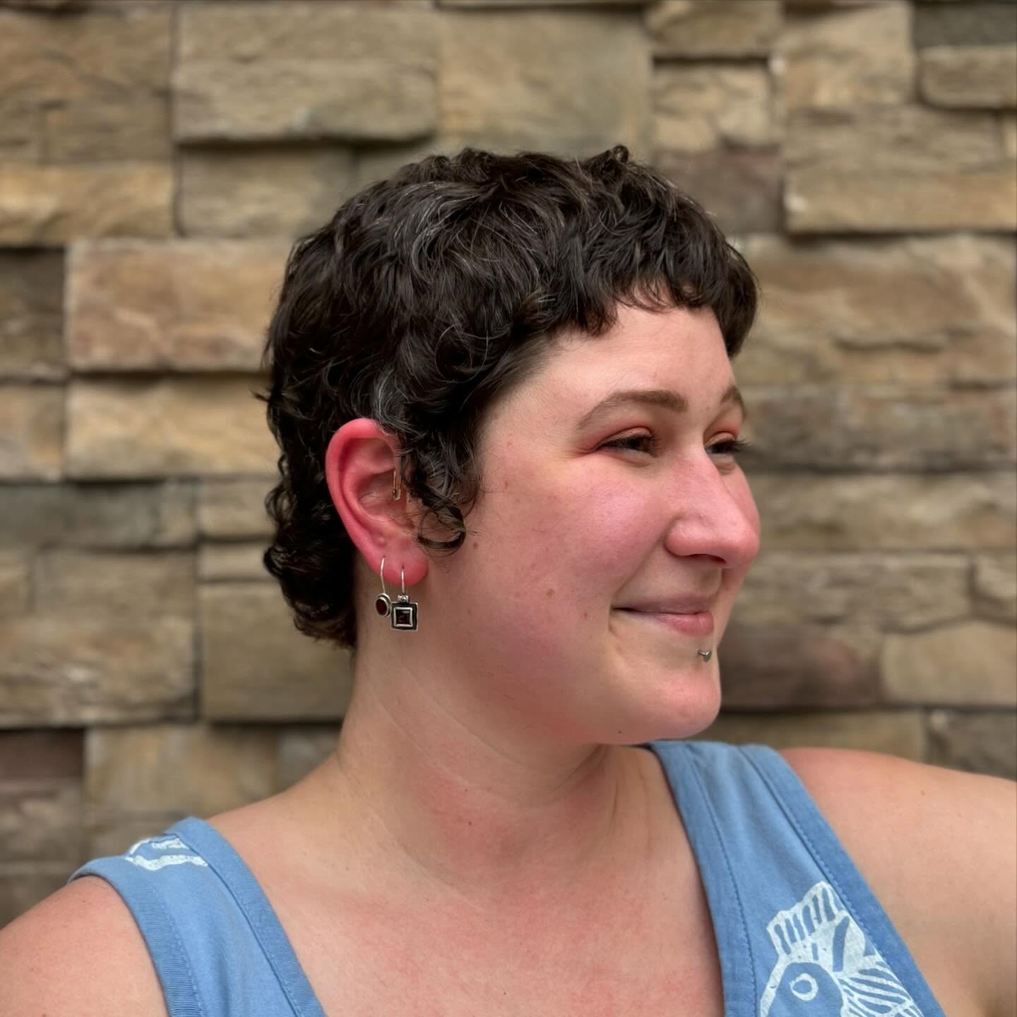 Playful Short Curly Taper with Natural Tones