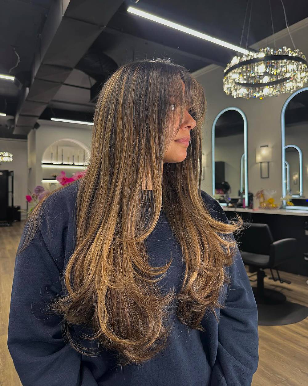 Radiant Long Layered Cut with Face-Framing Bangs