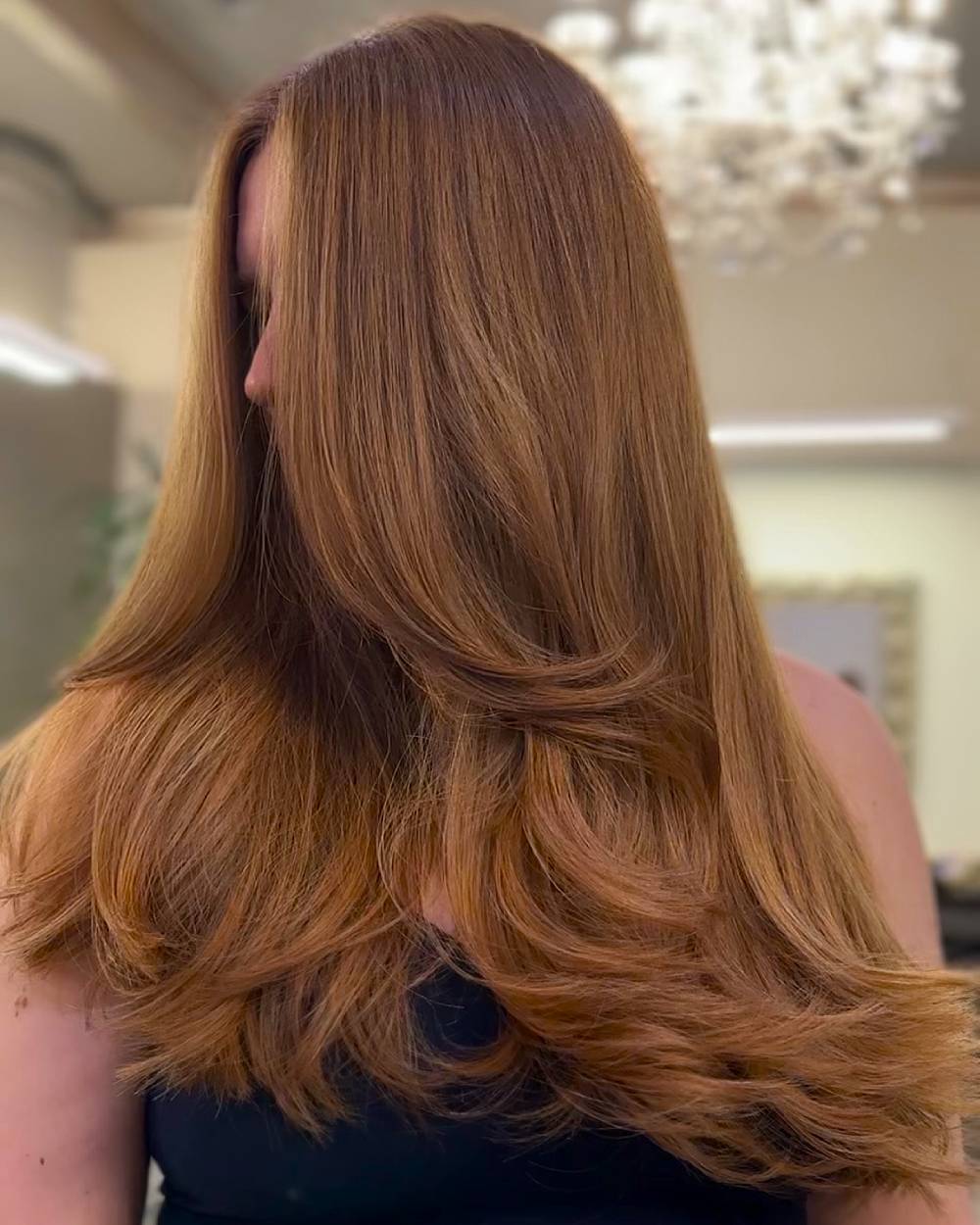 Radiant Long Layers with Glossy Shine