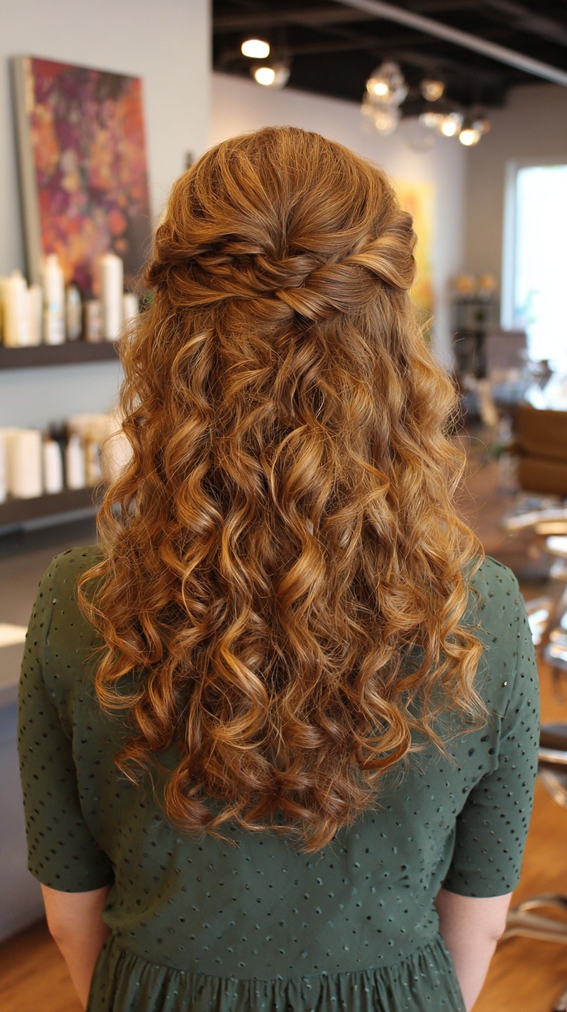 Romantischer Stufenzopf mit üppigen Locken