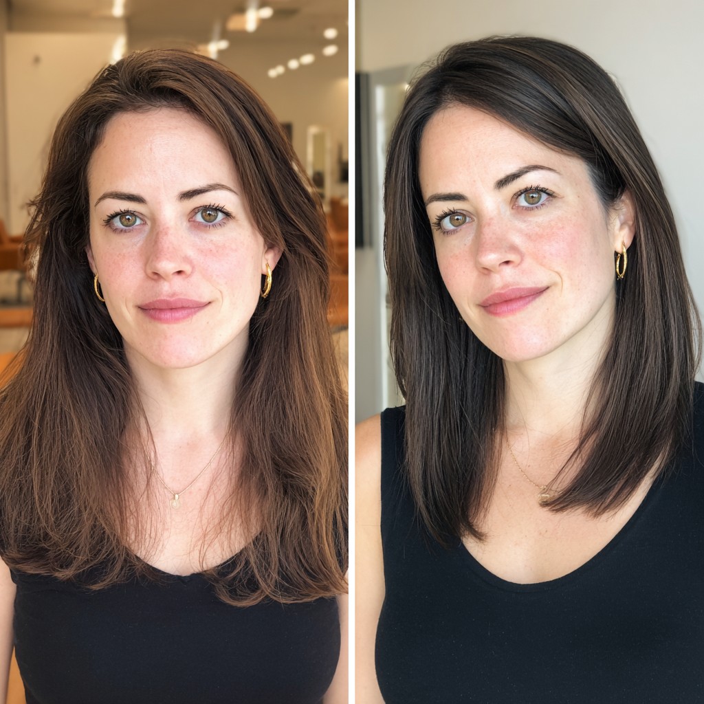 Sleek Brunette Bob with Natural Texture