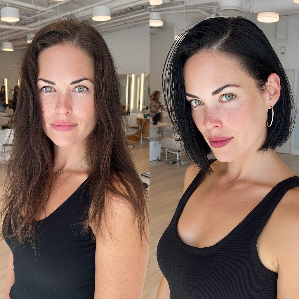 Sleek Midnight Bob with Sharp Contours
