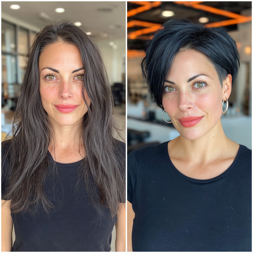 Sleek Midnight Pixie with Undercut Gradation