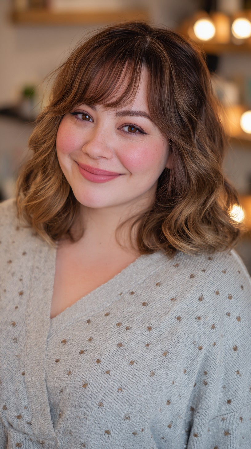 Softly Tousled Curls with Sweeping Bangs