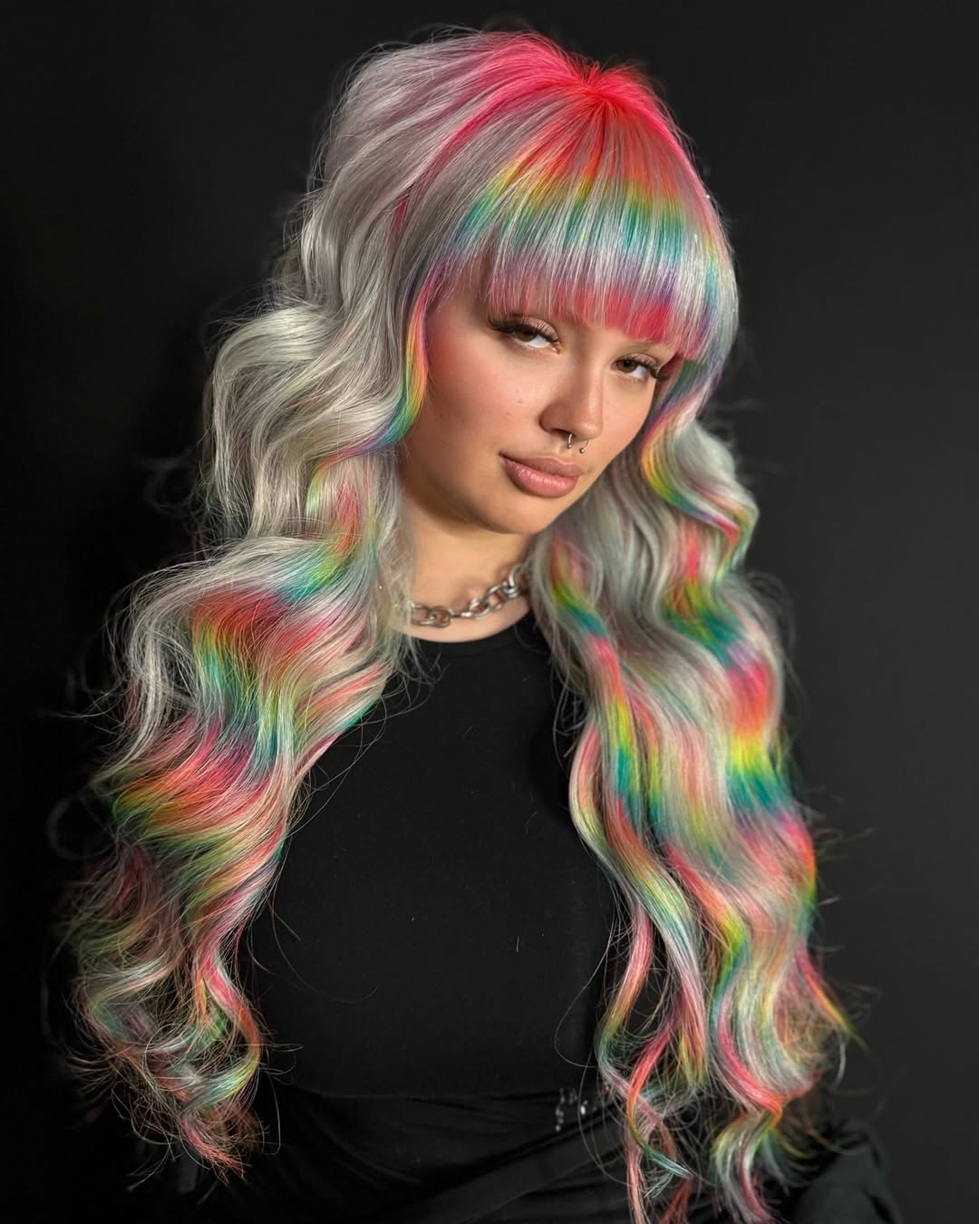 Spectacular Silver Base with Rainbow Stripes