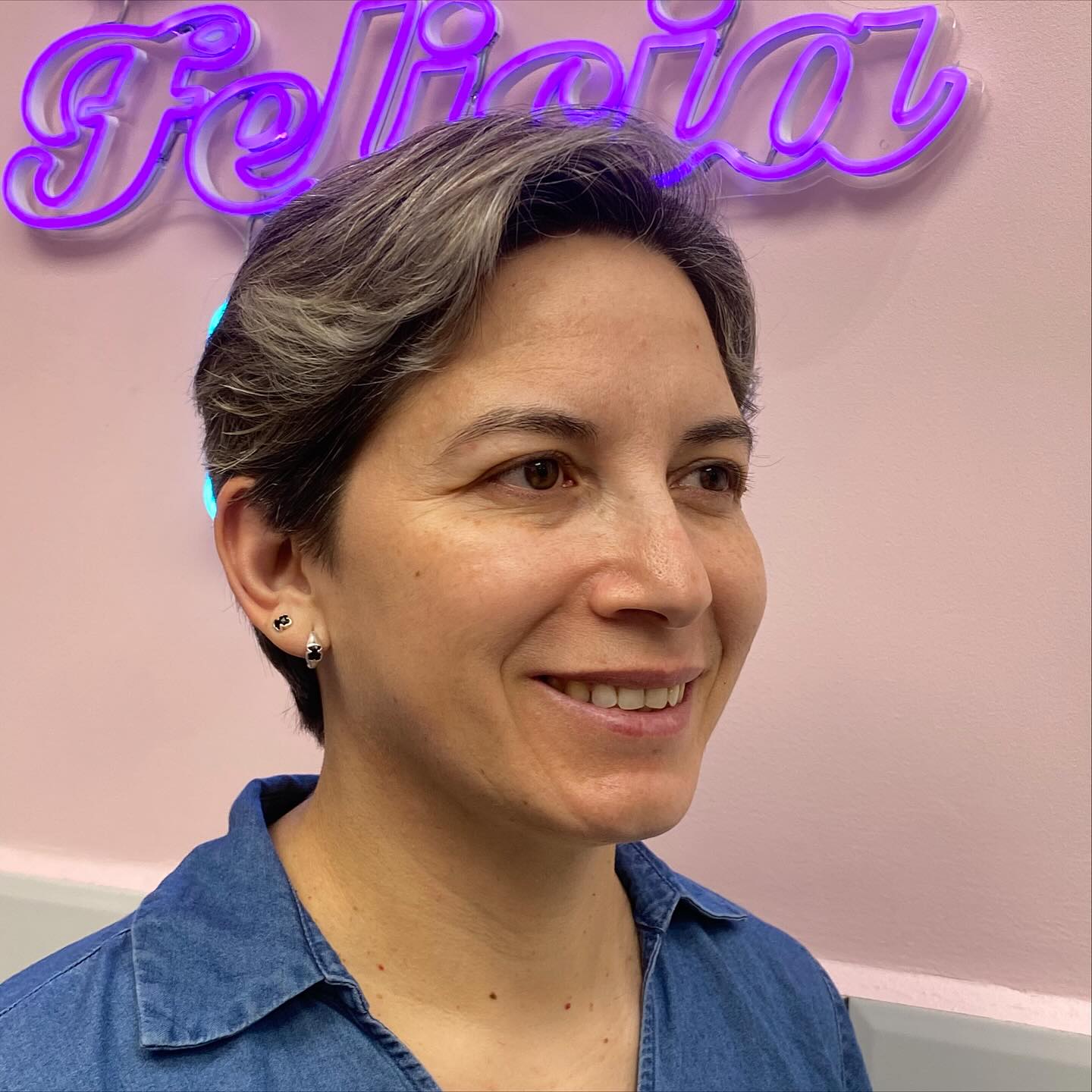 Subtle Silver Asymmetrical Pixie with Shaved Side