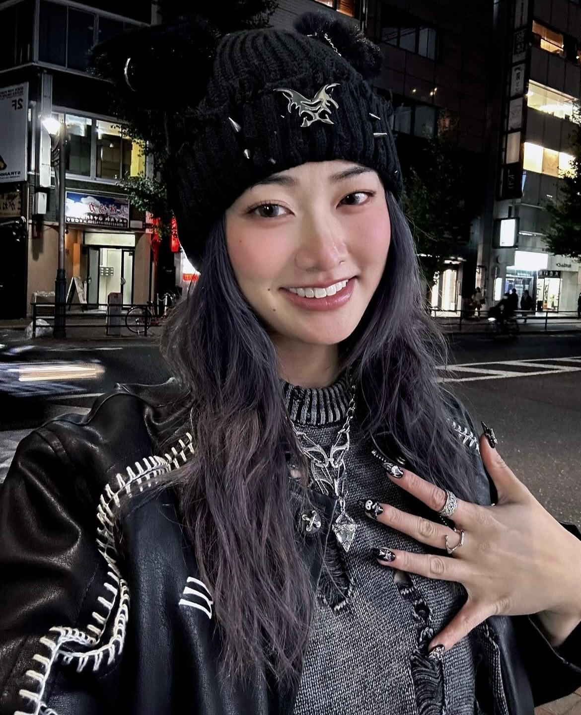 Sultry Smoky Lavender Waves Under Chic Beanie