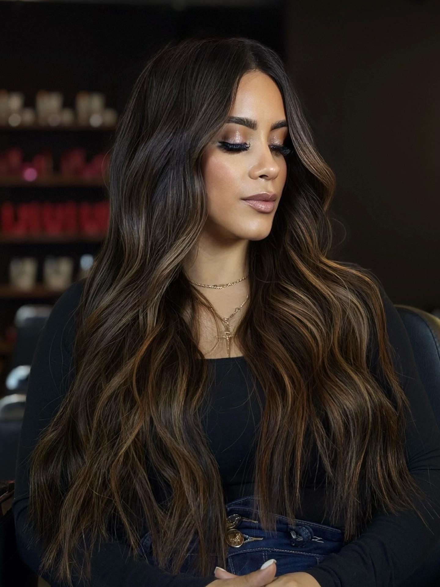 Sumptuous Long Layers with Chocolate and Caramel Tones