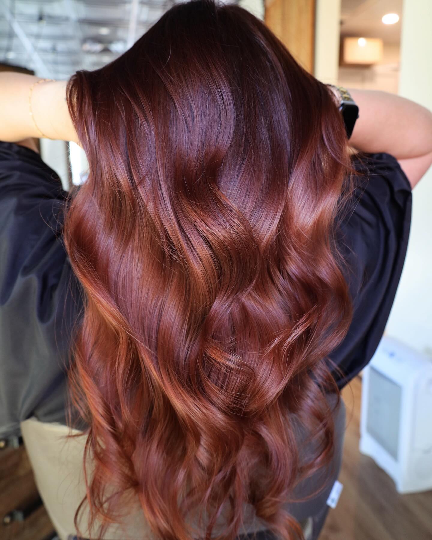 Sweeping Red Cherry Waves with a Shimmering Copper Glow